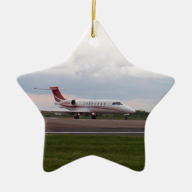 Bombardier Lear Jet 45XR Ceramic Tree Decoration (Front)
