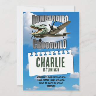 Bombardiro Crocodilo birthday invitation