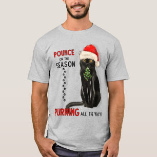 Bombay Cat Breed Black Kitty in a Santa Hat T-Shirt