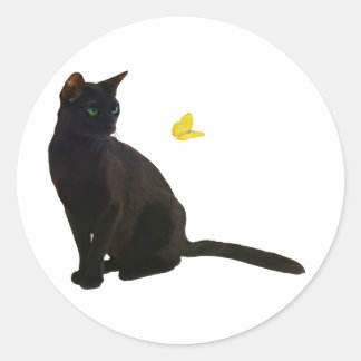 Bombay Cat & Butterfly Classic Round Sticker