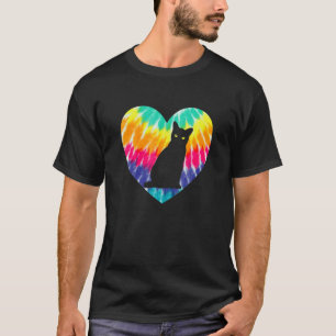 Bombay Cat Heart With Ie Dye Print For Black Cats T-Shirt