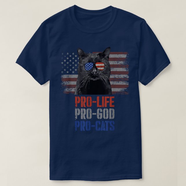 Bombay Cat Pro Life Pro God Pro Cats American Flag T-Shirt (Design Front)