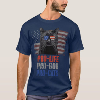 Bombay Cat Pro Life Pro God Pro Cats American Flag T-Shirt