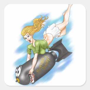 bombs away square sticker