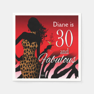 Bombshell Leopard 30th Birthday   red Napkin