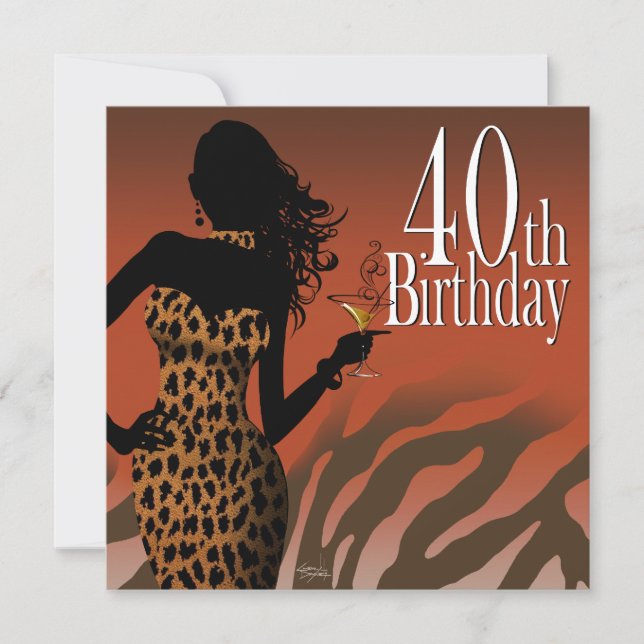 Bombshell Leopard Zebra 40th Birthday Party Invitation (Front)
