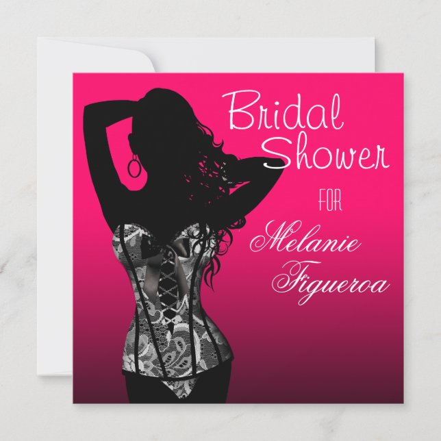 Bombshell Lingerie Lace Corset Bridal Shower Invitation (Front)