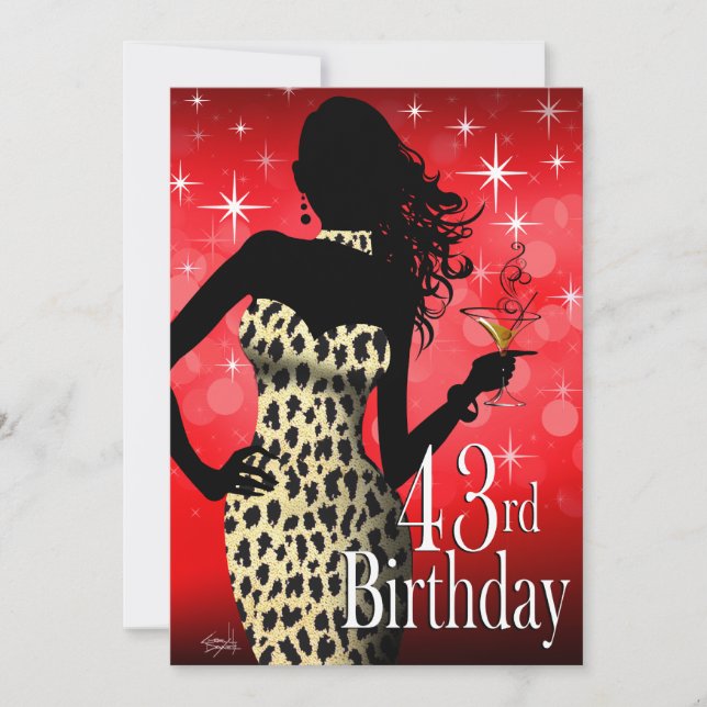 Bombshell Sparkle Snow Leopard Birthday Party Invitation (Front)