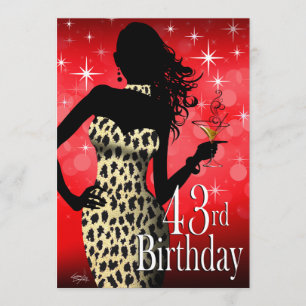 Bombshell Sparkle Snow Leopard Birthday Party Invitation