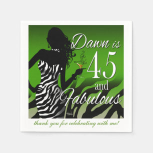 Bombshell Zebra 45th Birthday   green Napkin