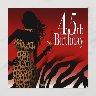 Bombshell Zebra 45th Surprise Birthday Party Red Invitation