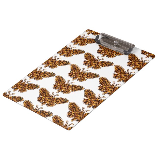 Bombyx Mori Silk Moth Life Cycle Silhouette Clipboard (Angled)