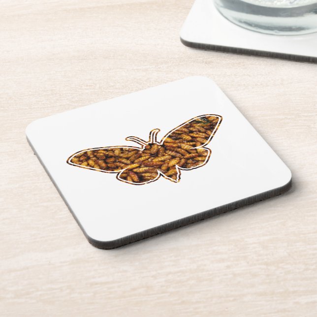 Bombyx Mori Silk Moth Life Cycle Silhouette Coaster (Left Side)