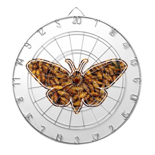 Bombyx Mori Silk Moth Life Cycle Silhouette Dartboard (Front)