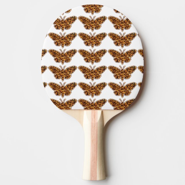 Bombyx Mori Silk Moth Life Cycle Silhouette Ping Pong Paddle (Front)