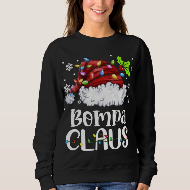 Bompa Claus Santa Hat Christmas Light Xmas Family Sweatshirt (Front)
