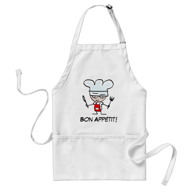 Bon appetit bbq apron with cute cartoon chef (Front)
