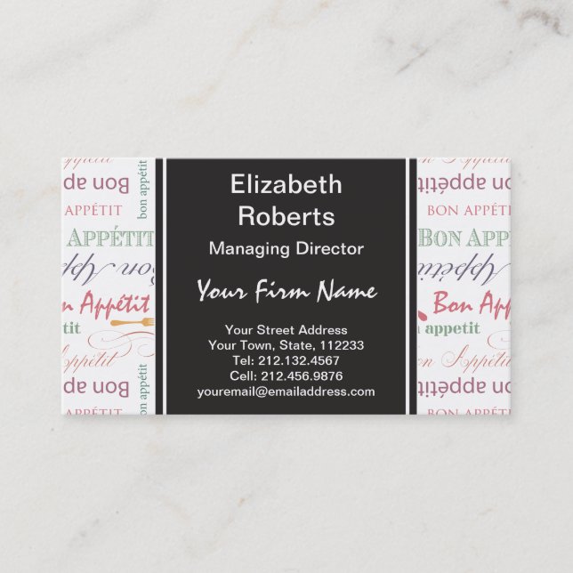Bon Appetit Classic Pattern Business Card (Front)
