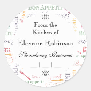 Bon Appetit Classic Pattern Classic Round Sticker