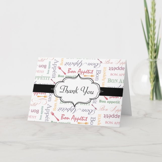 Bon Appetit Classic Pattern Thank You Card (Front)