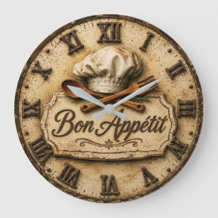 Bon Appétit French Country Chef Kitchen  Large Clock