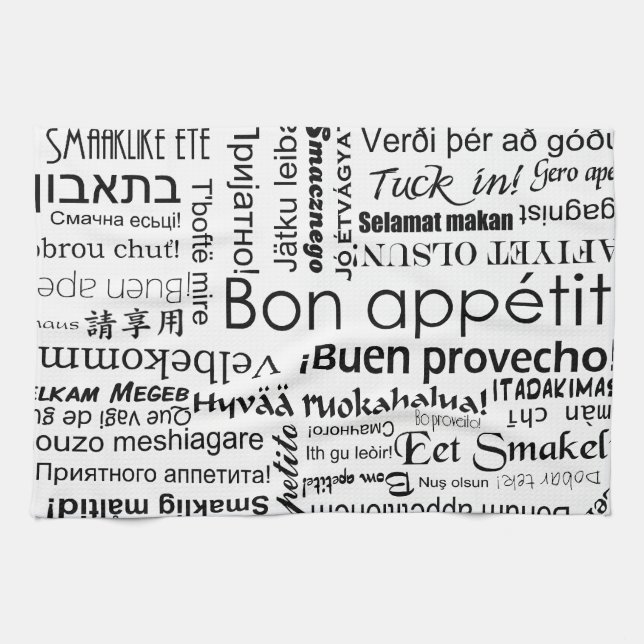 Bon appetit in other languages tea towel (Horizontal)