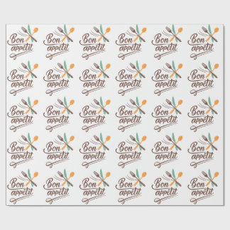 Bon Appétit Kitchen Decor Cutlery Illustration Wrapping Paper