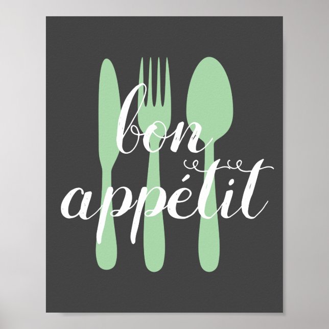 bon appetit  kitchen quote word art modern style poster (Front)