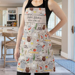 Bon Appetit Kitchen Tools Food Custom Text Chef's Apron<br><div class="desc">A fun apron featuring kitchen tools, cooking ingredients and two lines of custom text, Add a person's name, business name or delete the text and rectangle and just have the pattern. Perfect as a birthday gift, apron for small business restaurant and cafe owners, budding chefs, hostess and bridal shower gifts...</div>
