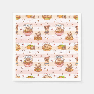 Bon Appetit Pug With Food Ramen Sushi Napkin