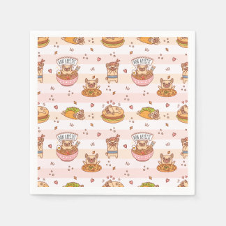 Bon Appetit Pug With Food Ramen Sushi Napkin