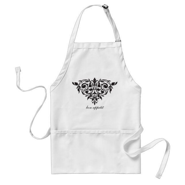 Bon appetit silhouette damask chandelier apron (Front)