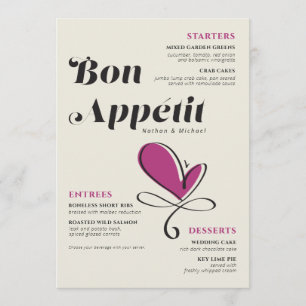 Bon Appetit Wedding Dinner Cream Magenta Menu
