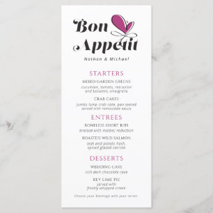 Bon Appetit Wedding Dinner Menu