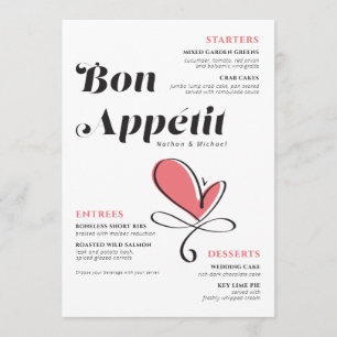 Bon Appetit Wedding Dinner Salmon Heart Menu