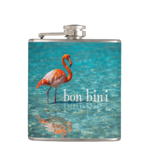 bon bini flamingos hip flask