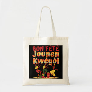 Bon Fete Jounen Kweyol - Happy Creole Day Madras P Tote Bag