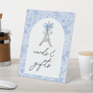 Bon Jour Be Be Blue Toile Books and Gifts Pedestal Sign