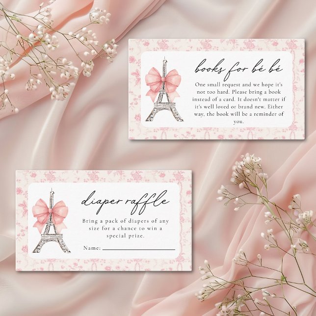 Bon Jour Be Be French Toile Pink Baby Shower  Enclosure Card (Creator Uploaded)