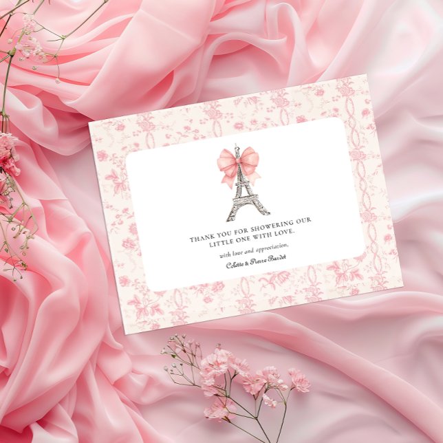 Bon Jour Bebe Romantic Pink French Thank You Post  Postcard (Bon Jour BeBe Romantic Pink French Thank You Postcard )