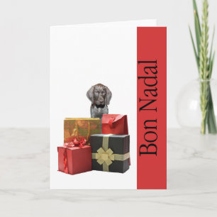 Bon Nadal german shorthaired pointer pup Chistmas Holiday Card