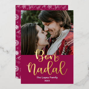 Bon Nadal Merry Christmas In Catalan, Elegant Foil Holiday Card