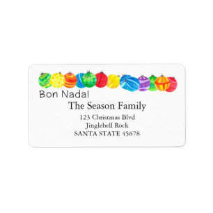 Bon Nadal Occitan Christmas handpainted watercolor Label