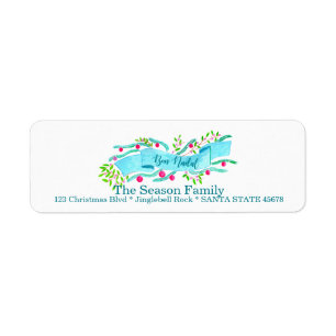 Bon Nadal, watercolor Christmas banner Return Address Label