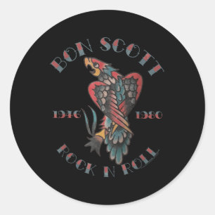 Bon Scott Rock N Roll Tattoo 1946-1980 Classic Round Sticker