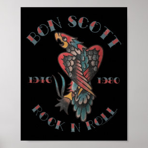 Bon Scott Rock N Roll Tattoo 1946-1980 Poster