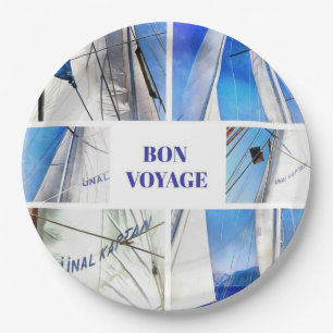 Bon Voyage Agean Gulet Artistic Collage Paper Plate