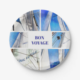 Bon Voyage Agean Gulet Artistic Collage Paper Plate