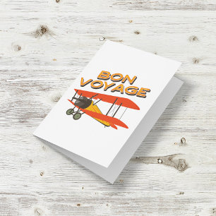 Bon Voyage Biplane Vintage Aeroplane Card
