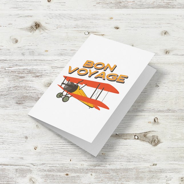 Bon Voyage Biplane Vintage Aeroplane Card (Creator Uploaded)